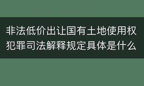非法低价出让国有土地使用权犯罪司法解释规定具体是什么