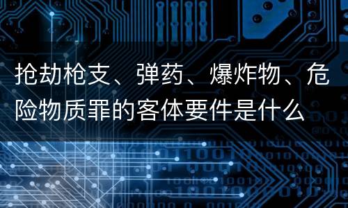 抢劫枪支、弹药、爆炸物、危险物质罪的客体要件是什么