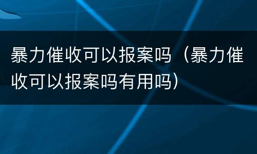 暴力催收可以报案吗（暴力催收可以报案吗有用吗）