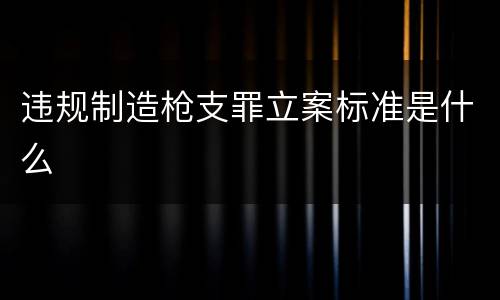 违规制造枪支罪立案标准是什么