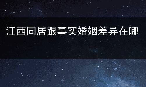 江西同居跟事实婚姻差异在哪