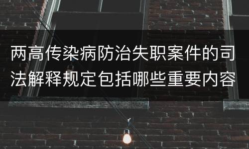 两高传染病防治失职案件的司法解释规定包括哪些重要内容
