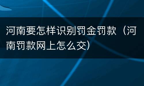 河南要怎样识别罚金罚款（河南罚款网上怎么交）
