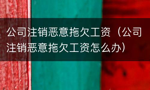 公司注销恶意拖欠工资（公司注销恶意拖欠工资怎么办）