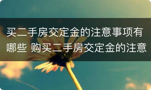 买二手房交定金的注意事项有哪些 购买二手房交定金的注意事项