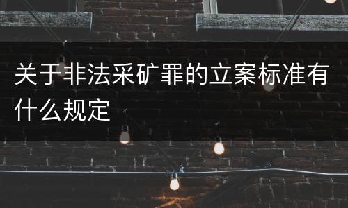 关于非法采矿罪的立案标准有什么规定