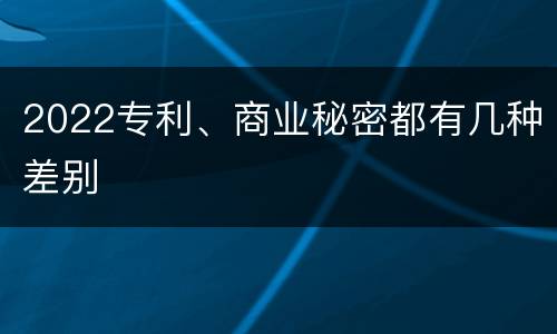 2022专利、商业秘密都有几种差别