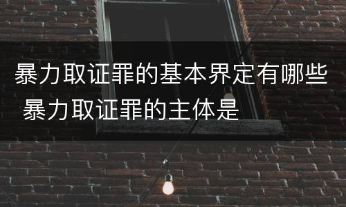 暴力取证罪的基本界定有哪些 暴力取证罪的主体是