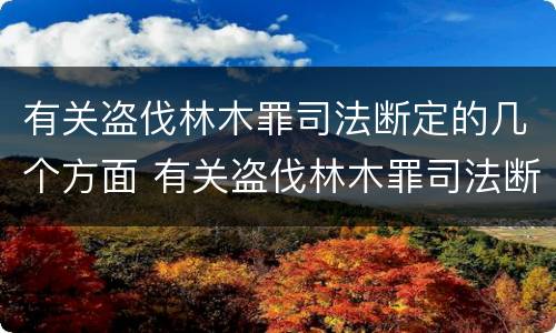 有关盗伐林木罪司法断定的几个方面 有关盗伐林木罪司法断定的几个方面规定