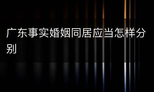 广东事实婚姻同居应当怎样分别