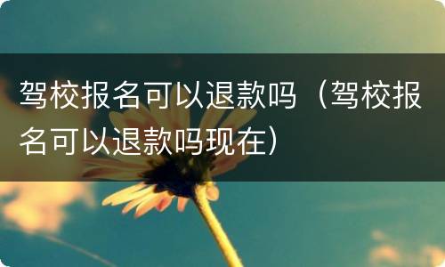 驾校报名可以退款吗（驾校报名可以退款吗现在）
