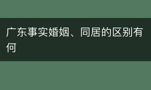 广东事实婚姻、同居的区别有何