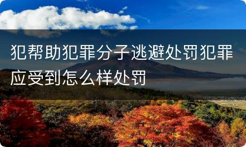 犯帮助犯罪分子逃避处罚犯罪应受到怎么样处罚