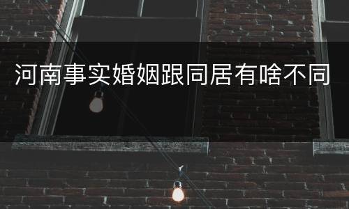 河南事实婚姻跟同居有啥不同