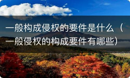 一般构成侵权的要件是什么（一般侵权的构成要件有哪些）