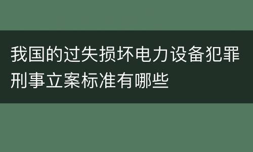 我国的过失损坏电力设备犯罪刑事立案标准有哪些