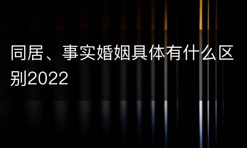 同居、事实婚姻具体有什么区别2022