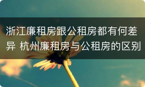浙江廉租房跟公租房都有何差异 杭州廉租房与公租房的区别