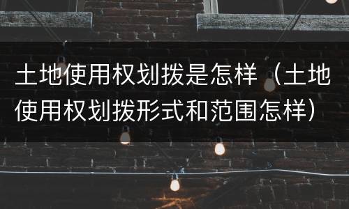 土地使用权划拨是怎样（土地使用权划拨形式和范围怎样）