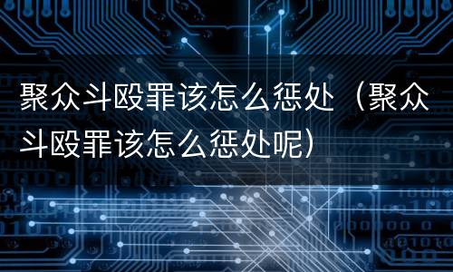 聚众斗殴罪该怎么惩处（聚众斗殴罪该怎么惩处呢）