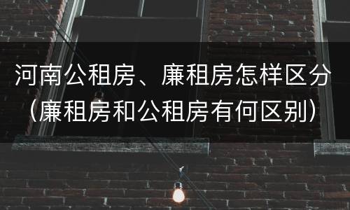 河南公租房、廉租房怎样区分（廉租房和公租房有何区别）