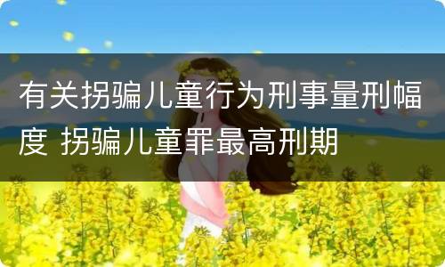 有关拐骗儿童行为刑事量刑幅度 拐骗儿童罪最高刑期
