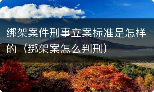 绑架案件刑事立案标准是怎样的（绑架案怎么判刑）