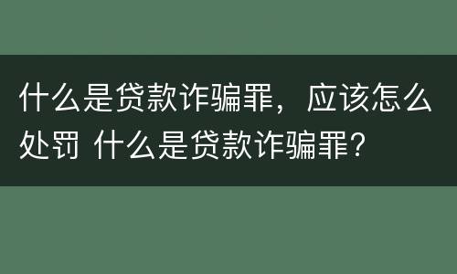 什么是贷款诈骗罪，应该怎么处罚 什么是贷款诈骗罪?