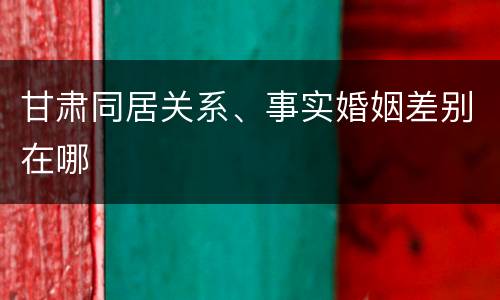 甘肃同居关系、事实婚姻差别在哪