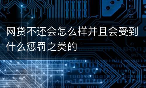 网贷不还会怎么样并且会受到什么惩罚之类的