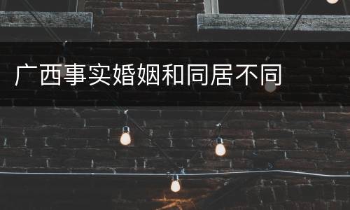 广西事实婚姻和同居不同