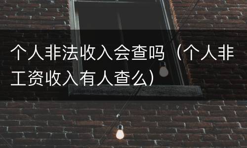 个人非法收入会查吗（个人非工资收入有人查么）