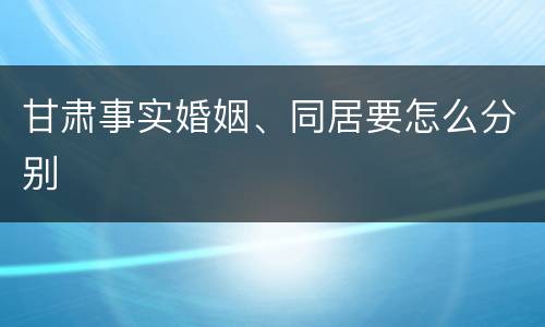 甘肃事实婚姻、同居要怎么分别
