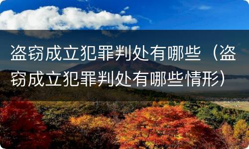 盗窃成立犯罪判处有哪些（盗窃成立犯罪判处有哪些情形）