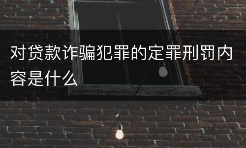 对贷款诈骗犯罪的定罪刑罚内容是什么