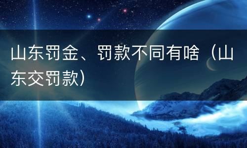 山东罚金、罚款不同有啥（山东交罚款）