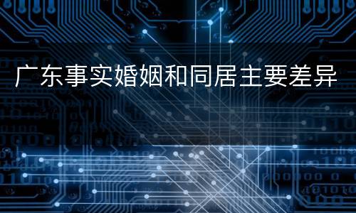 广东事实婚姻和同居主要差异