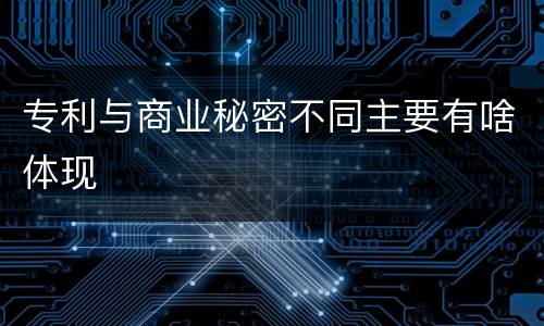 专利与商业秘密不同主要有啥体现