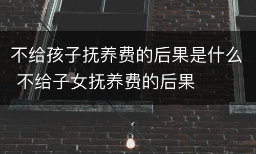不给孩子抚养费的后果是什么 不给子女抚养费的后果