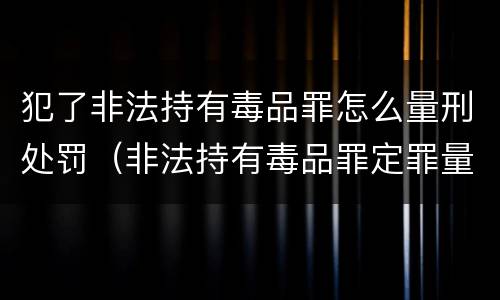 犯了非法持有毒品罪怎么量刑处罚（非法持有毒品罪定罪量刑）