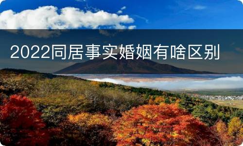 2022同居事实婚姻有啥区别