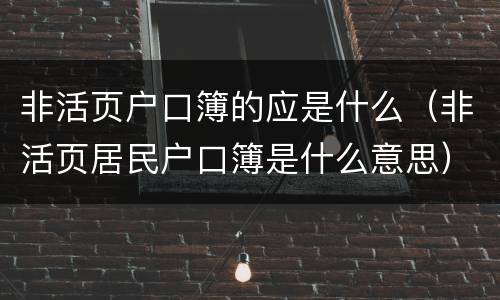 非活页户口簿的应是什么（非活页居民户口簿是什么意思）