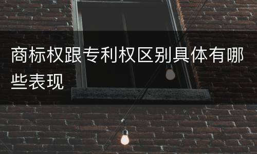 商标权跟专利权区别具体有哪些表现