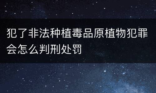 犯了非法种植毒品原植物犯罪会怎么判刑处罚