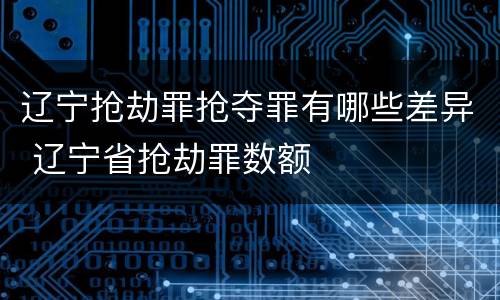 辽宁抢劫罪抢夺罪有哪些差异 辽宁省抢劫罪数额