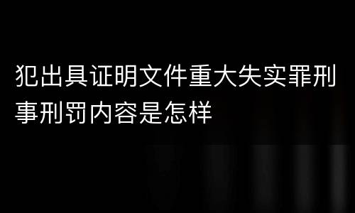 犯出具证明文件重大失实罪刑事刑罚内容是怎样
