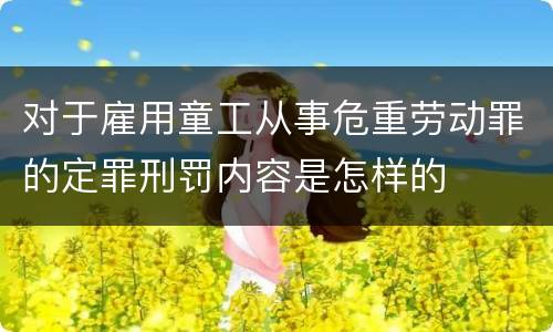 对于雇用童工从事危重劳动罪的定罪刑罚内容是怎样的