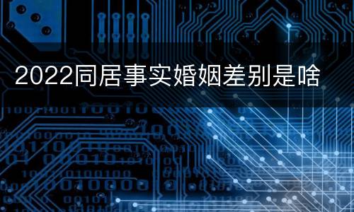 2022同居事实婚姻差别是啥