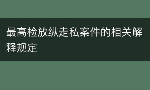 最高检放纵走私案件的相关解释规定