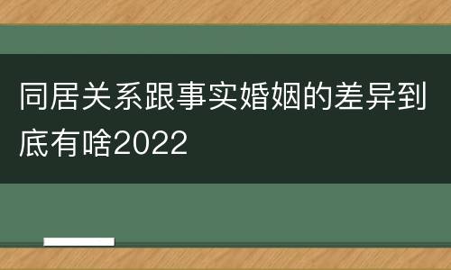 同居关系跟事实婚姻的差异到底有啥2022